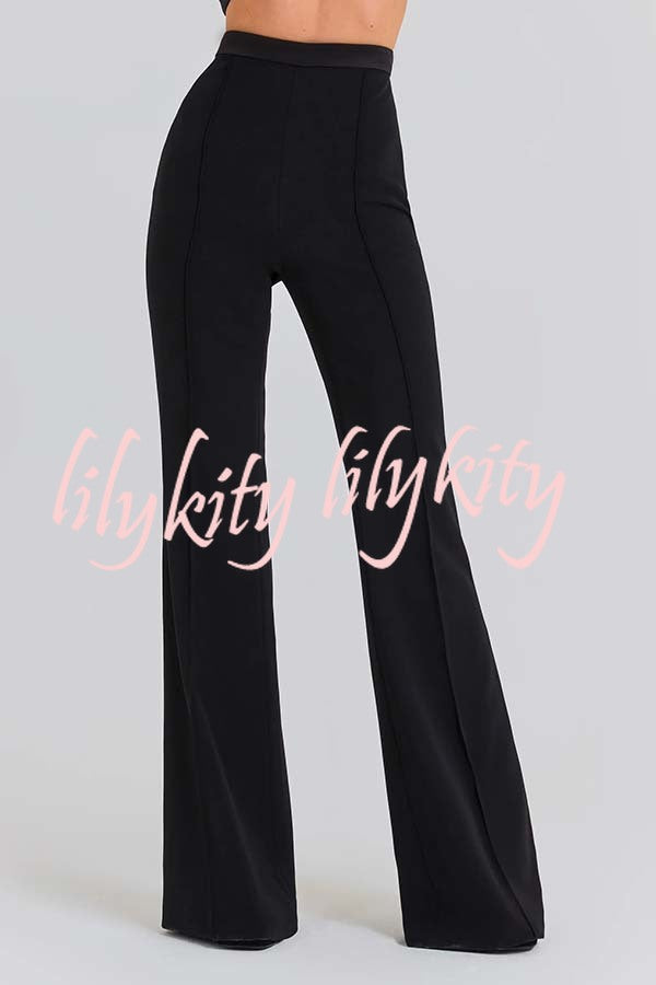 Women Power High Rise Side Zipper Flare Slim Fit Pants
