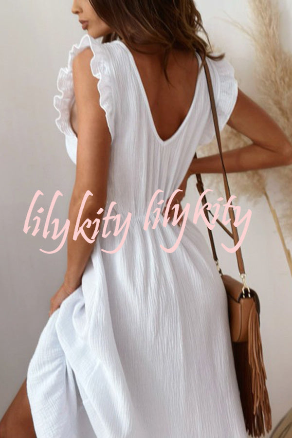 Solid Color Sleeveless V-Neck Casual Loose Maxi Dress