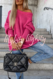 Casual Street Atmosphere Knit Wide Neck Loose Sweater