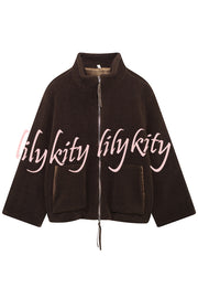 Solid Color Stitching High Collar Long Sleeve Loose Pocket Woolen Coat