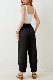 Solid Color Casual Elastic Waistband Wide-leg Pants
