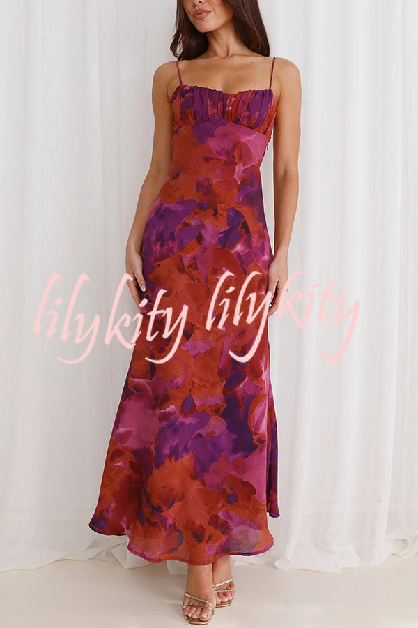 Fashion Tie-dye Backless Suspender Holiday Maxi Dress