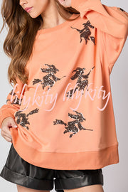 Halloween Witch Sequined Loose Casual Sweatshirt