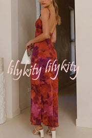 Fashion Tie-dye Backless Suspender Holiday Maxi Dress