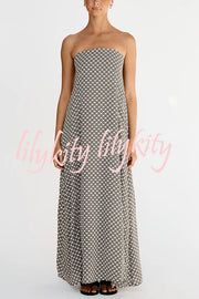 Kesia Printed Off Shoulder Strapless A-line Maxi Dress