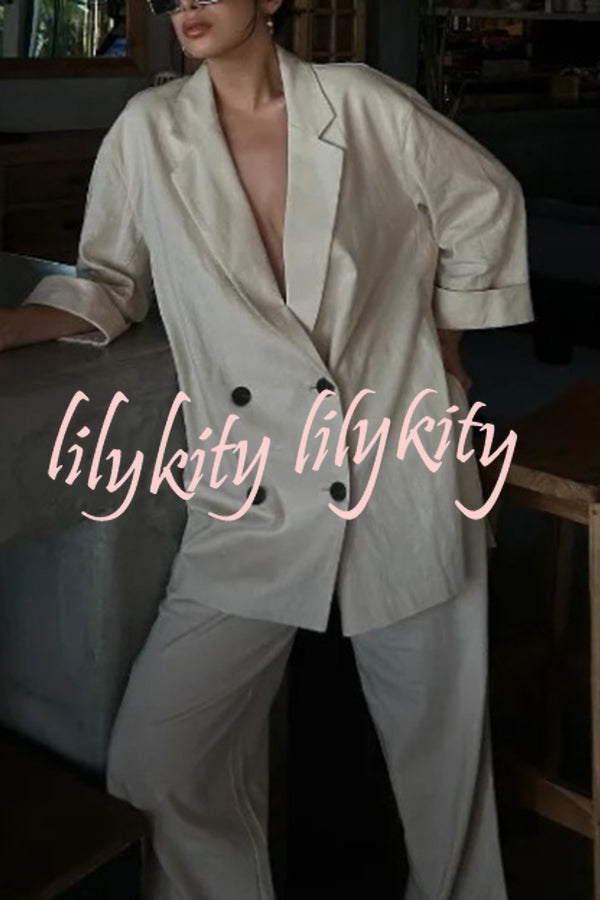 Fashionable Wrinkled Lapel Long-sleeved Loose Blazer