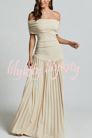 Sexy Off-shoulder Slim Fit Pleated Maxi Dress