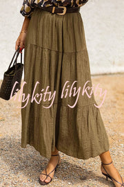 Solid Color Splicing Casual Vacation Maxi Skirt