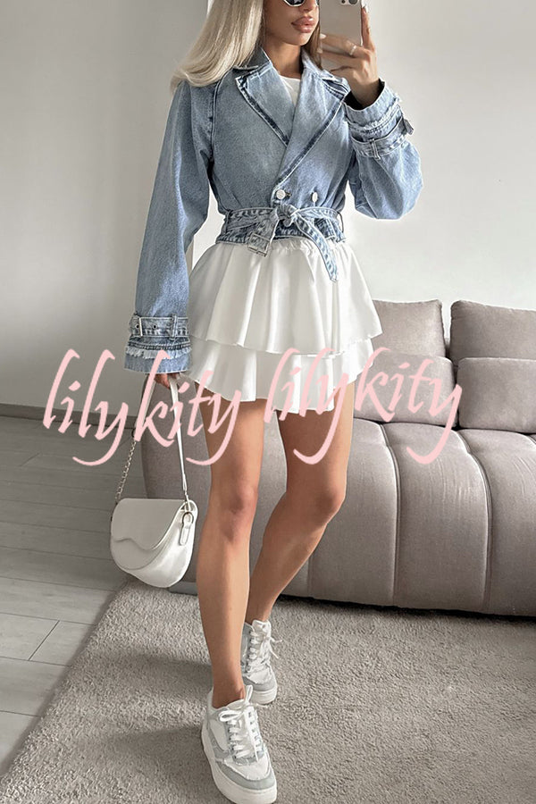 Fashion Lapel Long-sleeved Short Denim Jacket
