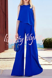 Amazing Views Irregular Hem Wide Leg Formal Party Jumpsuit