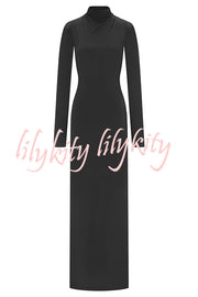 Sexy Backless Long-sleeved Stretch Slim-fit Maxi Dress