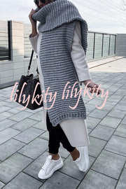 Winter handmade thick wool knitted scarf