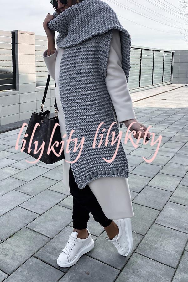 Winter handmade thick wool knitted scarf