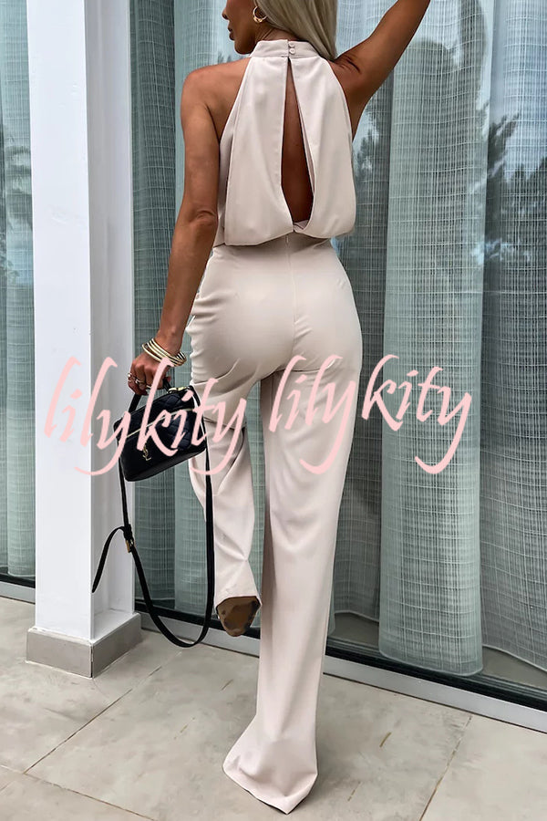 Fashionable Solid Color Sleeveless Hollow Slim Fit Jumpsuit