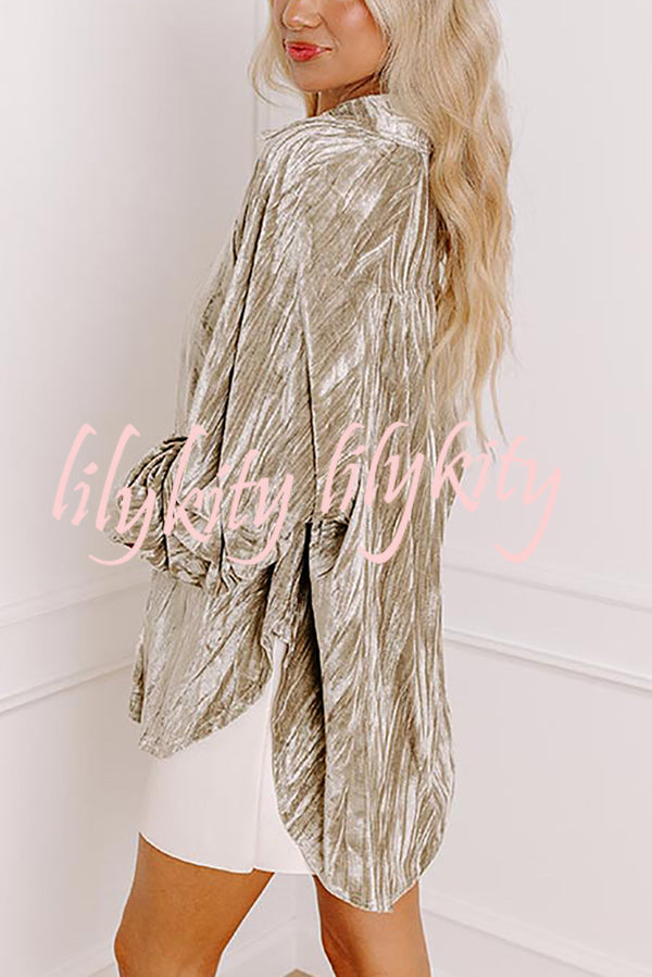 Solid Color Velvet Light-sensitive Drape Loose Shirt