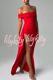 Sexy Lady Off Shoulder High Slit Maxi Dress