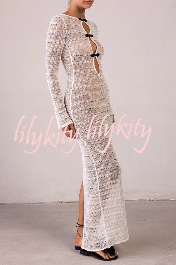Sexy Backless Long-sleeved Knitted Slim-fit Maxi Dress