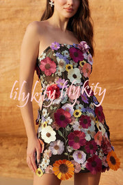 Sexy Embroidered Floral Appliqu¨¦ Off Shoulder Mini Dress