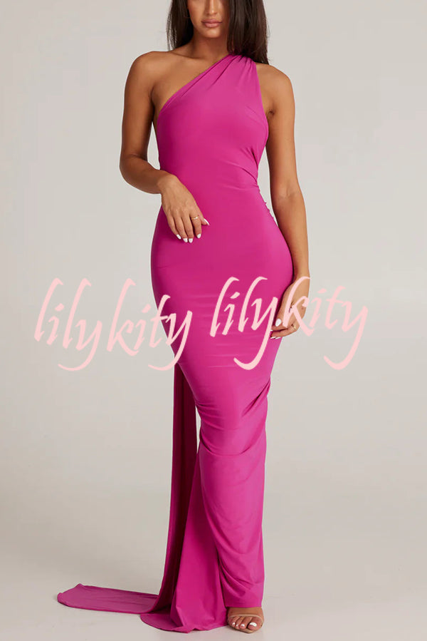 Sexy Backless Pleated Slim Solid Color Sleeveless Elegant Maxi Dress