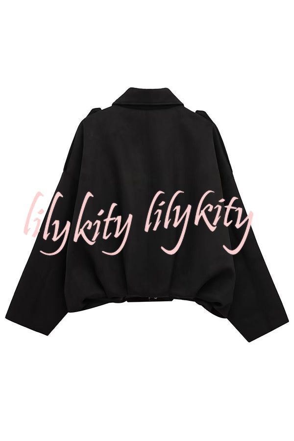 Fashion Lapel Long-sleeved Casual Bomber Jacket