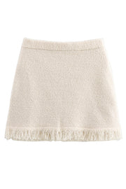 Solid Elastic Waist Knit Mini Skirt