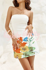 Primrose Abstract Floral Print Pocketed Strapless Mini Dress