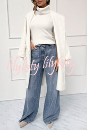 Comfortable Season Ribbed Knit Turtleneck Sleeveless Relaxed Sweater