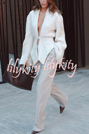 Retro V-neck Long-sleeved Sexy Hollow Loose Knitted Cardigan
