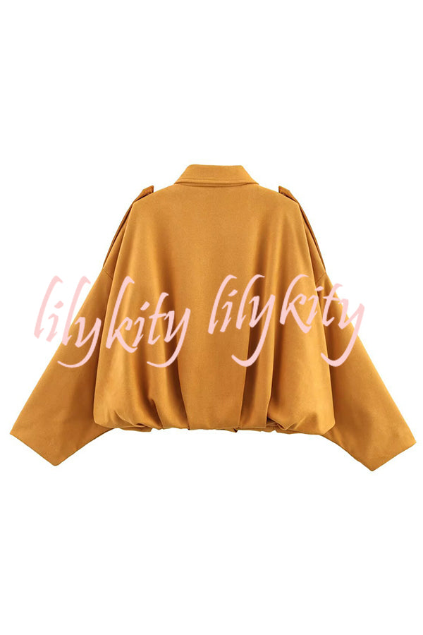 Fashion Lapel Long-sleeved Casual Bomber Jacket