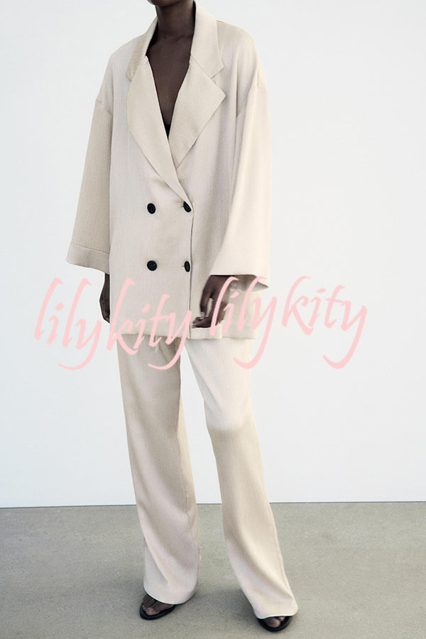 Fashionable Wrinkled Lapel Long-sleeved Loose Blazer