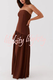 Eden Patchwork Semi-sheer Chiffon Strapless Maxi Dress