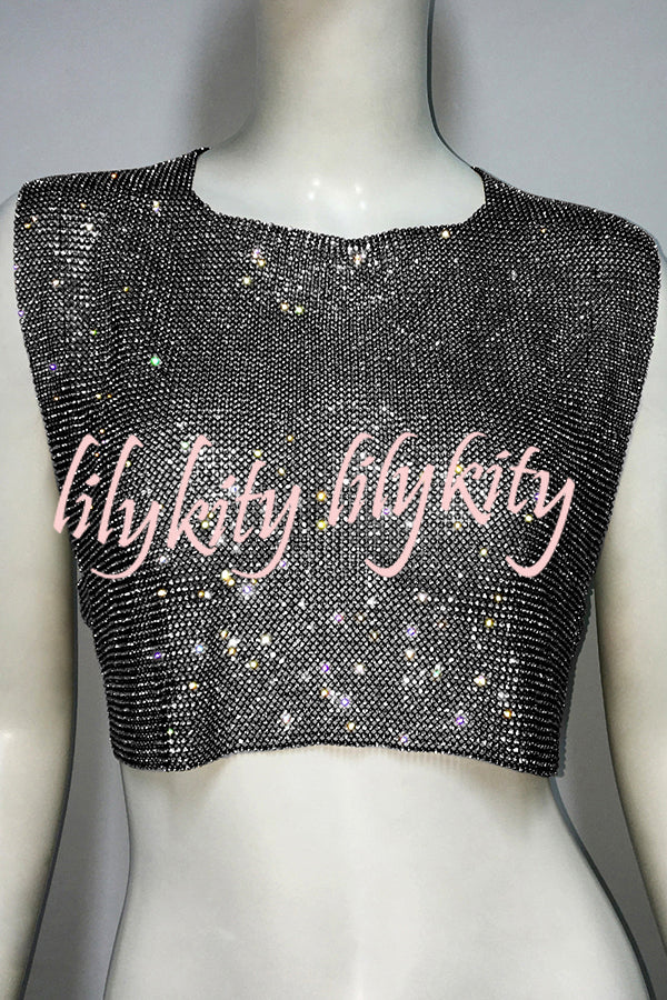 Sexy Metallic Rhinestone Backless Chain Vest