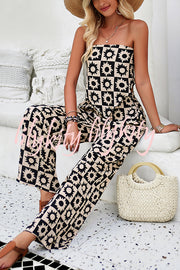 Fun Printed Off The Shoulder Top and Elastic Waist Pocket Pants Set