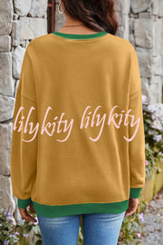 Fashionable Contrasting Color Loose Long-sleeved Casual Sweatshirt