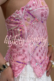 Fashion Sequined Casual V-neck Backless Slim Vest