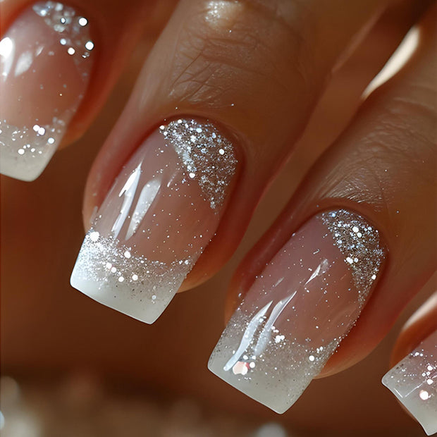 Shining White Edge French Manicure