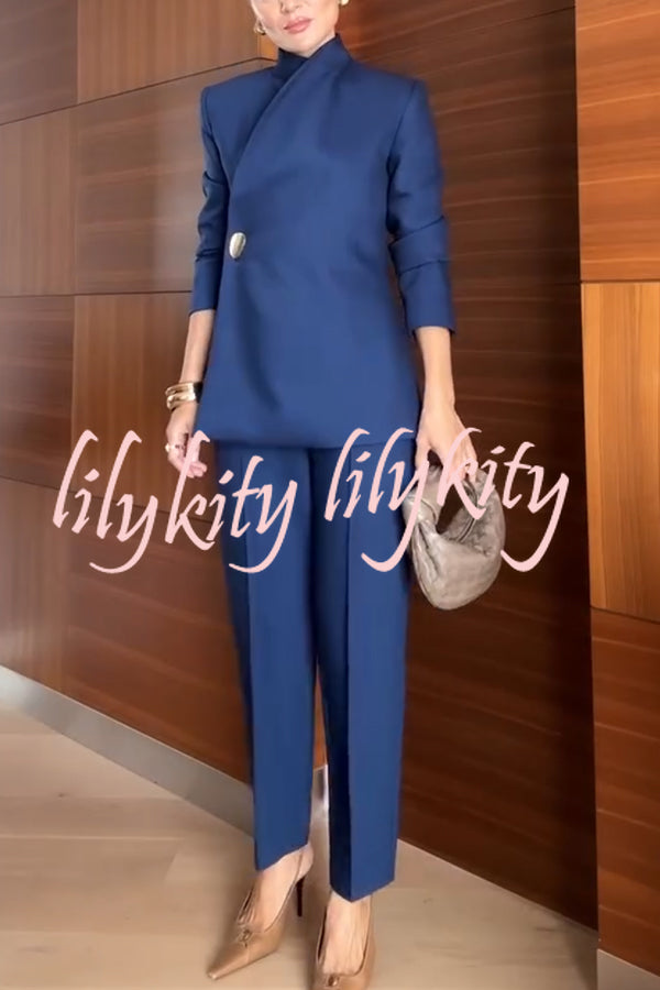 Exquisite and Fashionable High Waist Pocketed Straight Leg Pencil Pants