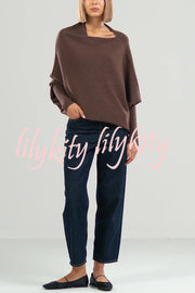 Solid Color Round Neck Long Sleeve Loose Knitted Sweater