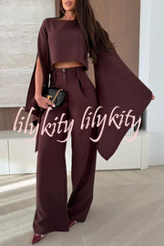 City Atelier Bell Slit Sleeve Top and High Rise Pocket Wide Leg Pants Set