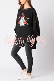 Halloween Ghost Sequin Loose Casual Sweatshirt