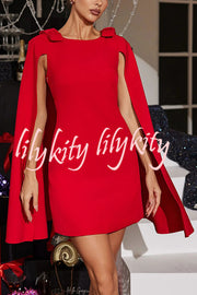 Dear Me Bow Detail Cape Pocket H-line Mini Dress