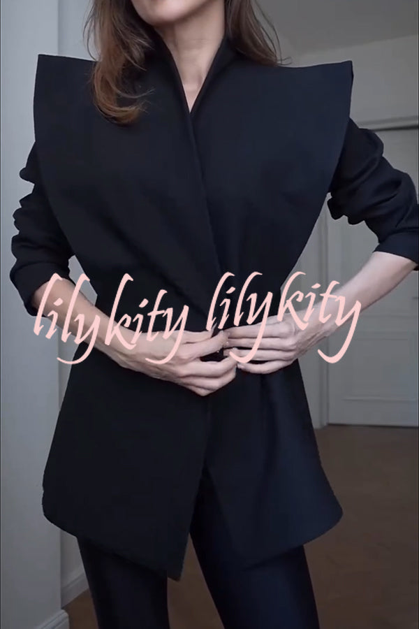 Fashionable Pioneer Stand V-neck Split Sleeve Loose Blazer