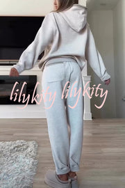 Tasman Braid Trim Kangaroo Pocket Hooded Sweatshirt and Elastic Waist Jogger Pants Set