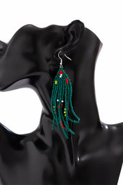 Bohemian Lightweight Christmas Tree Tassel Beaded Earrings