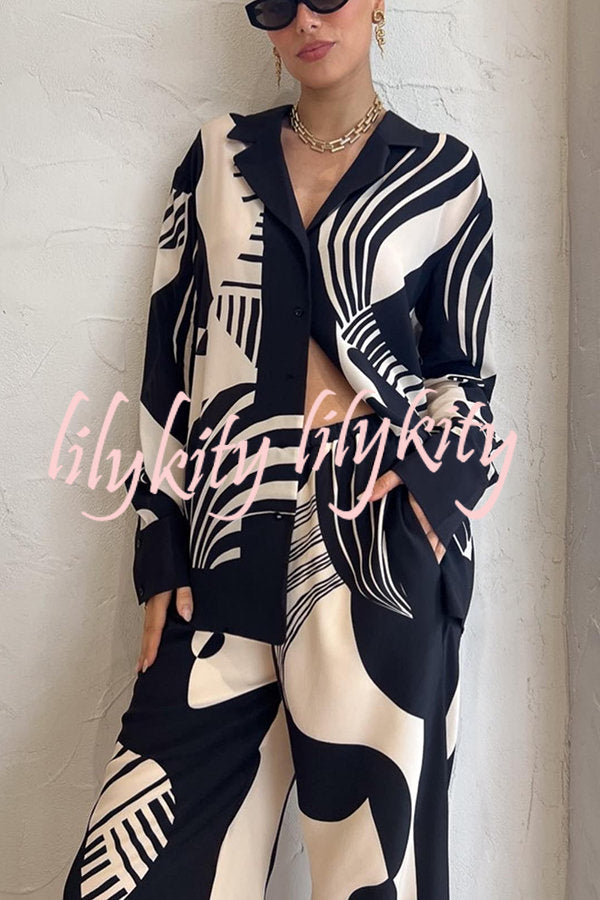 Weekend Escape Exclusive Print Contrast Trims Drape Blouse