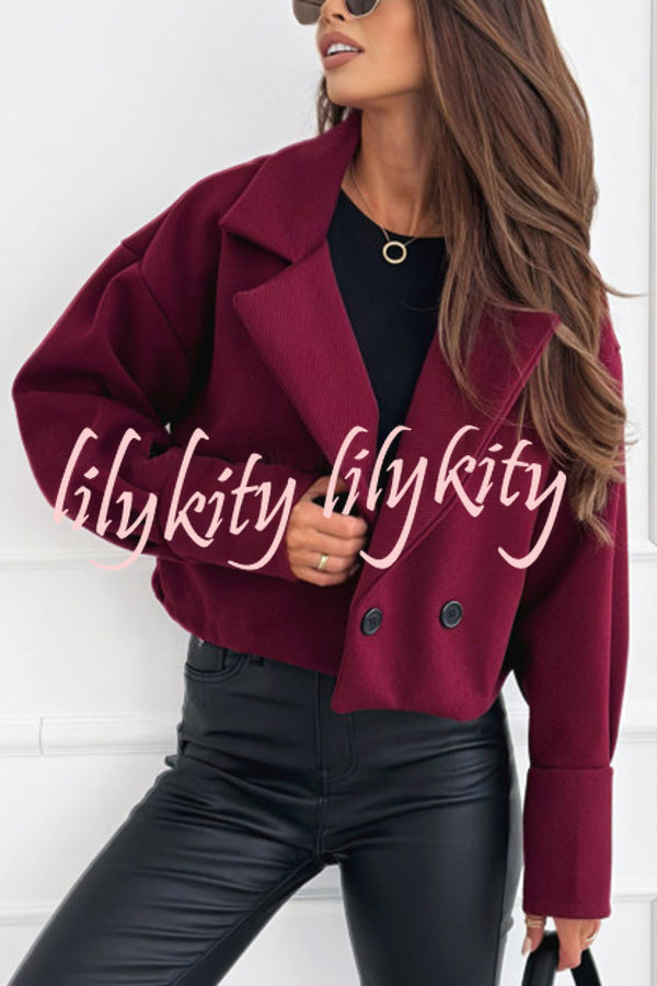 Fashionable Solid Color Lapel Short Blazer