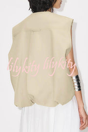 Fashion Zipper Sleeveless Pocket Loose Vest Jacket