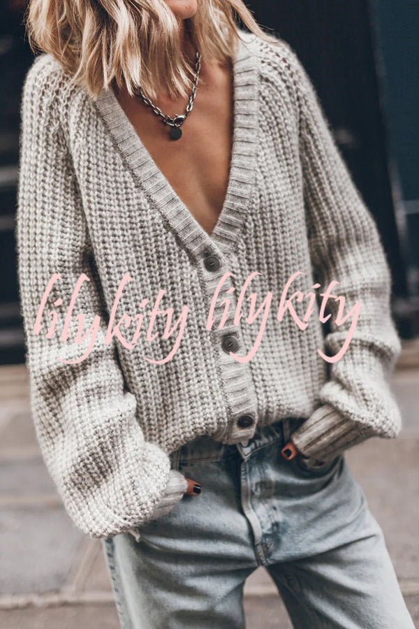 Falling for You Knit Button Up Relaxed Cardigan