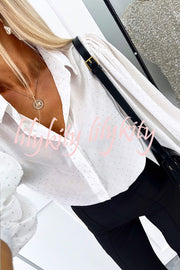 Fashionable Polka Dot Lantern Sleeve Loose Shirt