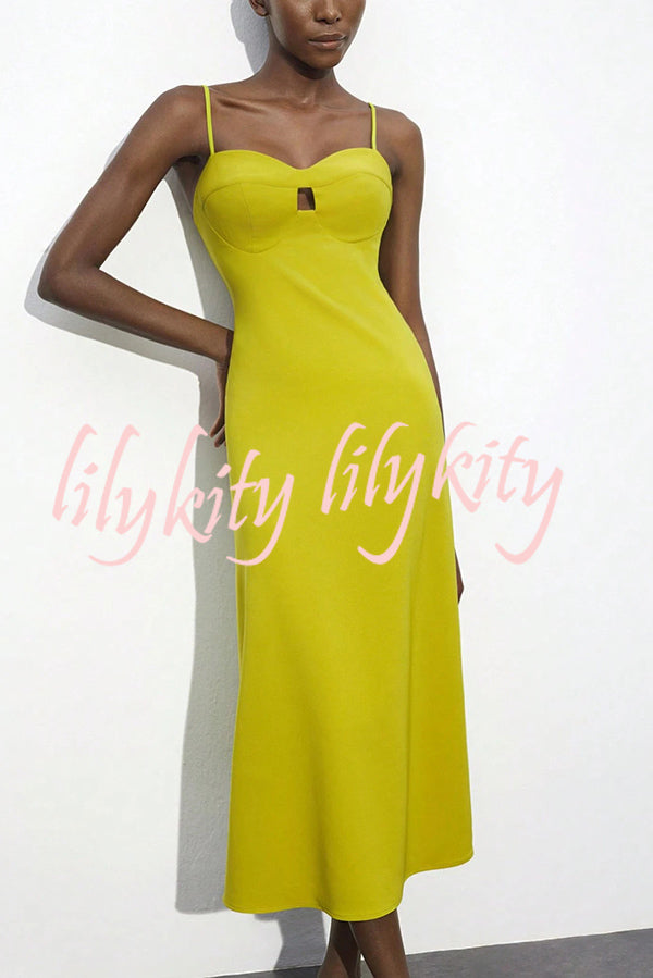 Sexy Hollow Strap Backless Slim Midi Dress